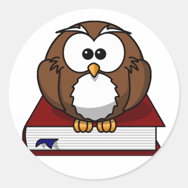 Scholarily Owl Classic Round Sticker (Front)