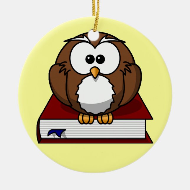 Scholarly Owl Ceramic Tree Decoration (Front)