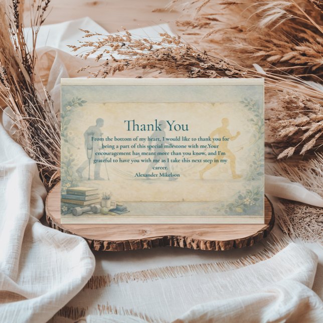 Scholarly Physical Therapy Graduation Thank You Card (Creator Uploaded)