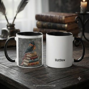 Scholarly Raven Gothic Reader Aesthetic Mug