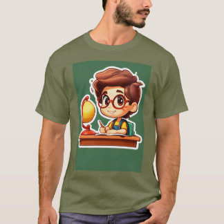 "Scholarly Savvy: Cartoon 3D Boy Studying" T-Shirt
