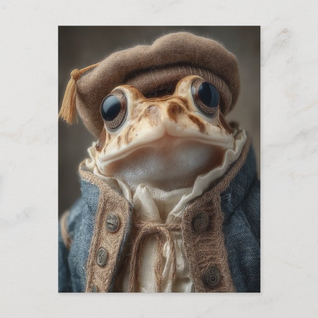 Scholarly Toad in Vintage Attire Postcard (Front)