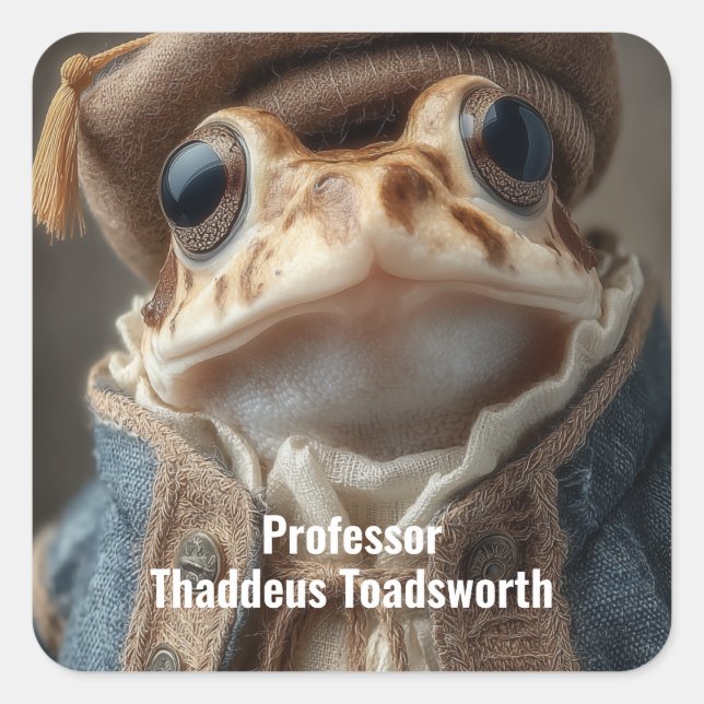 Scholarly Toad in Vintage Attire Square Sticker (Front)