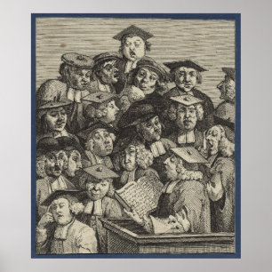 Scholars at a Lecture (by William Hogarth) Poster