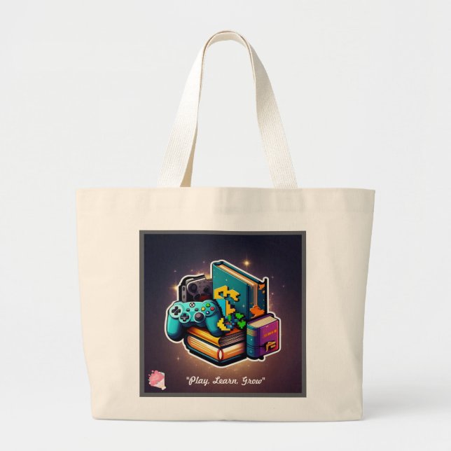 "ScholarSphere: Play. Learn. Grow." Large Tote Bag (Front)