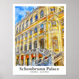 Schonbrunn Palace Vienna Austria Travel Watercolor Poster