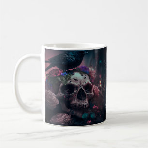 Schöne Krähe und Totenkopf Motiv Coffee Mug