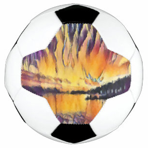 Schöner Sonnenaufgang als Aquarell Design Football