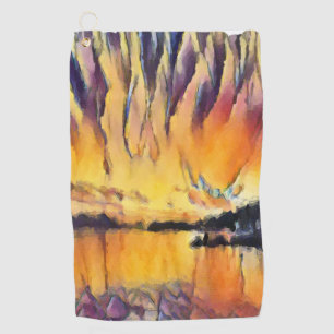 Schöner Sonnenaufgang als Aquarell Design Golf Towel