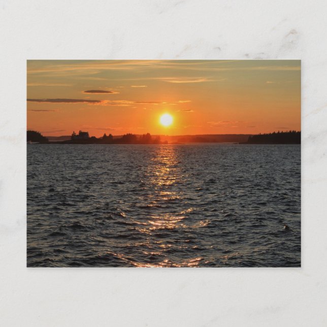 'Schoodic Sunset with Island Lighthouse' Postcard (Front)