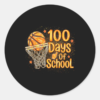 School 100 School 100th Days Day Basketball Smile Classic Round Sticker