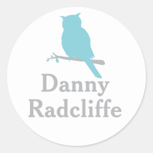 School add your name owl aqua id sticker