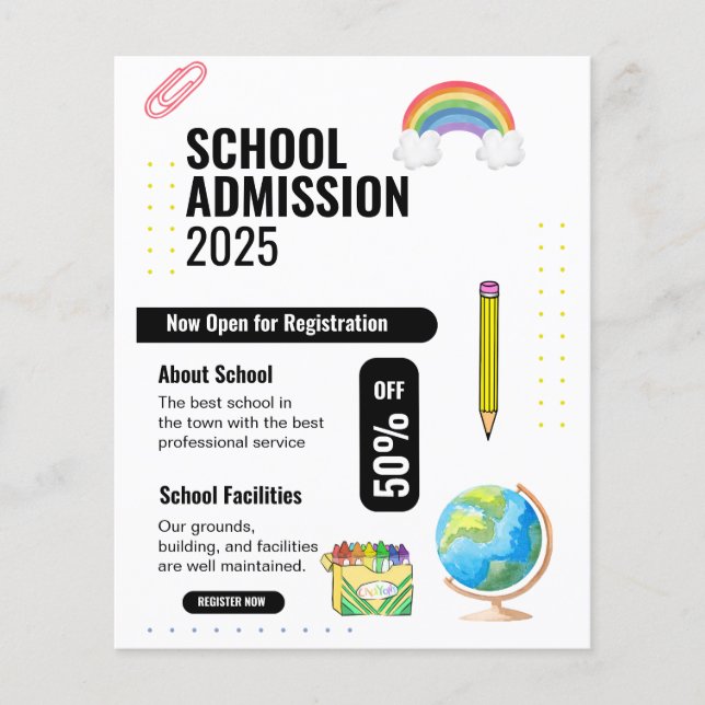 School Admission Flyer, School Promotion Flyer (Front)