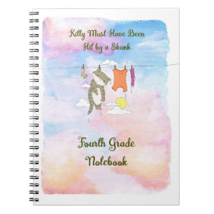 School Age Child with a Kitty Hanging out to Dry Notebook