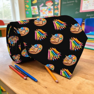 School Art Teacher Pattern Necktie Tie