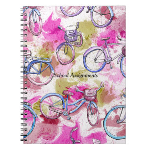 School Assignment Notebook Tie Dye & Bikes