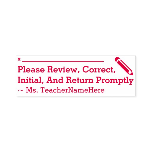 School Assignment Review & Educator Name Self-inking Stamp (Design)