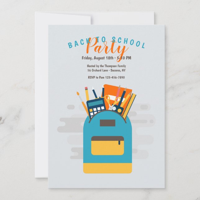 School Backpack  Invitation (Front)