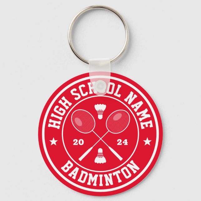 School Badminton Club Personalised Sports Key Ring (Front)