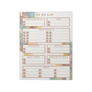 School Based Therapist To-Do Notepad - Watercolor