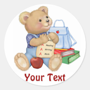School Bear - First Grade Classic Round Sticker