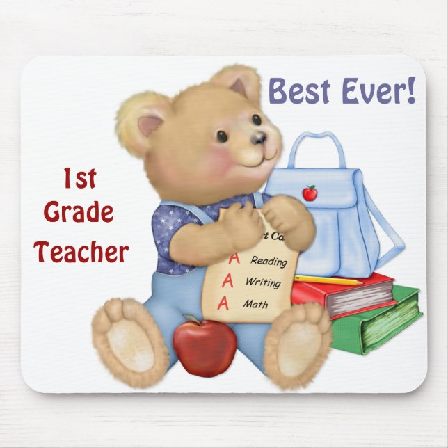 School Bear - First Grade Mouse Mat (Front)