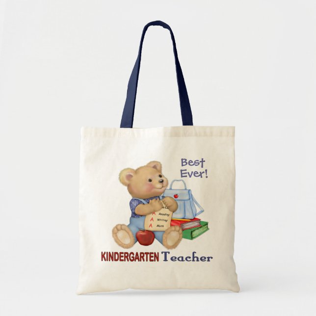 School Bear - Kindergarten Teacher Tote Bag (Front)