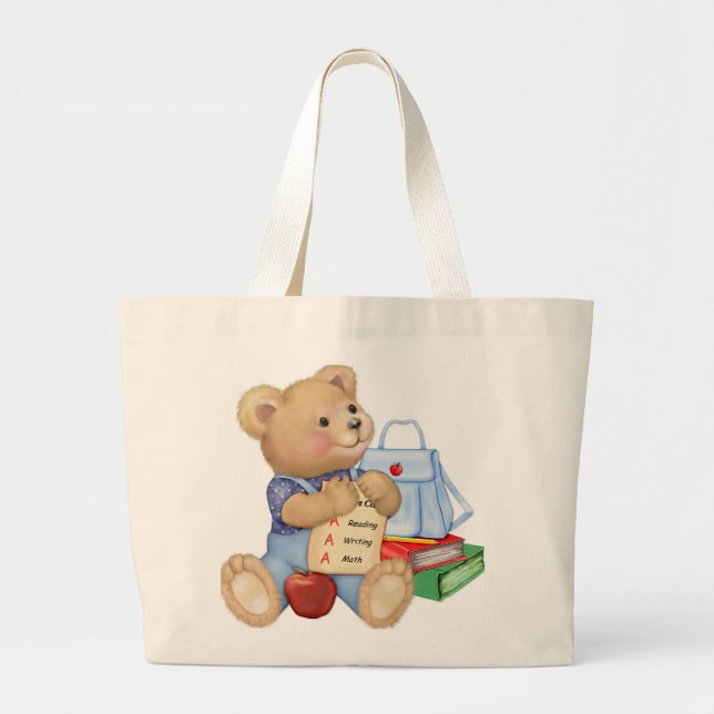 School Bear Large Tote Bag (Front)