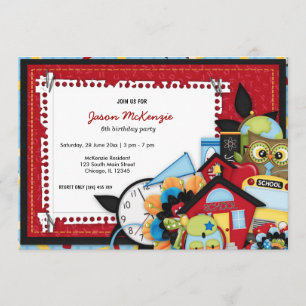 School birthday theme invitation