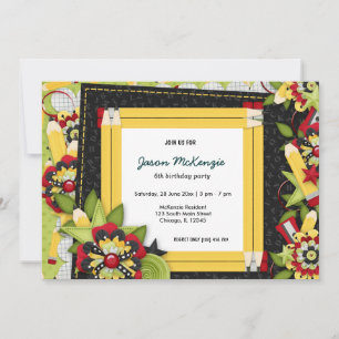 School birthday theme invitation