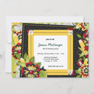 School birthday theme invitation