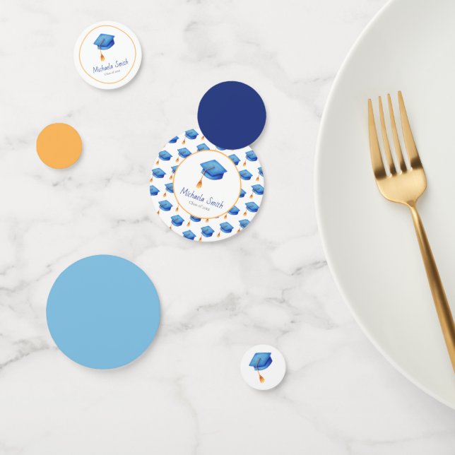 School Blue Graduation Party Personalised  Confetti (Group)