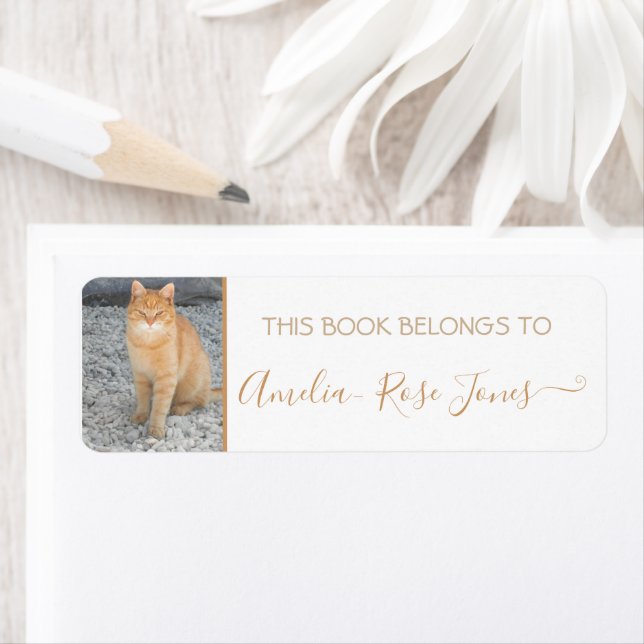 School Book Labels Pet Cat Photo Template Cute (Insitu)