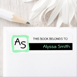 School Book Labels Teal Frame This Book Belongs To