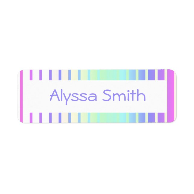 School Book Name Labels Rainbow Stripes Colourful (Front)