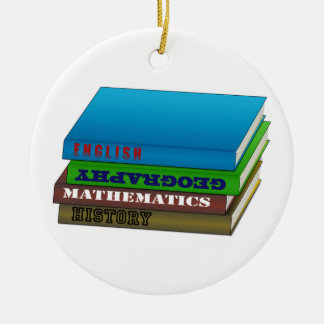 School Book Stack  Ceramic Tree Decoration