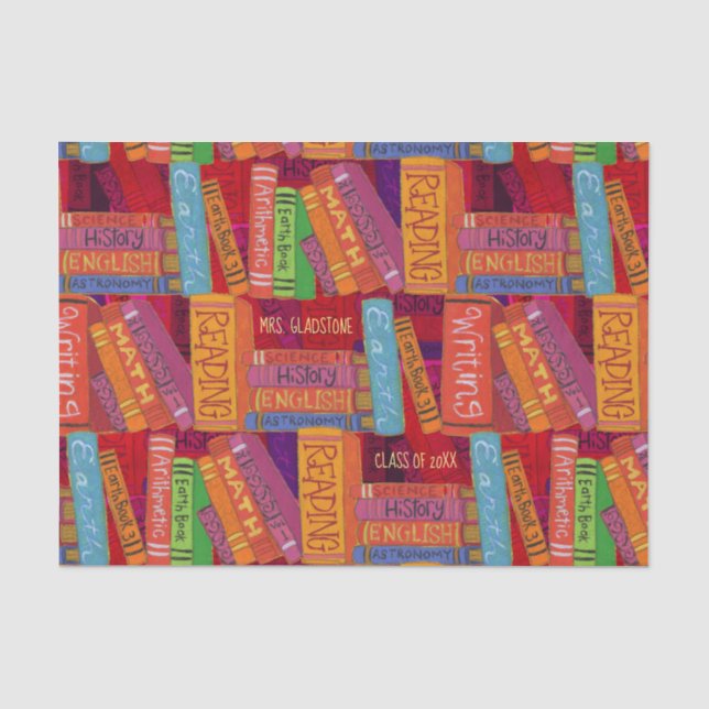 School Books Add Name and Class Year Tissue Paper (Front)