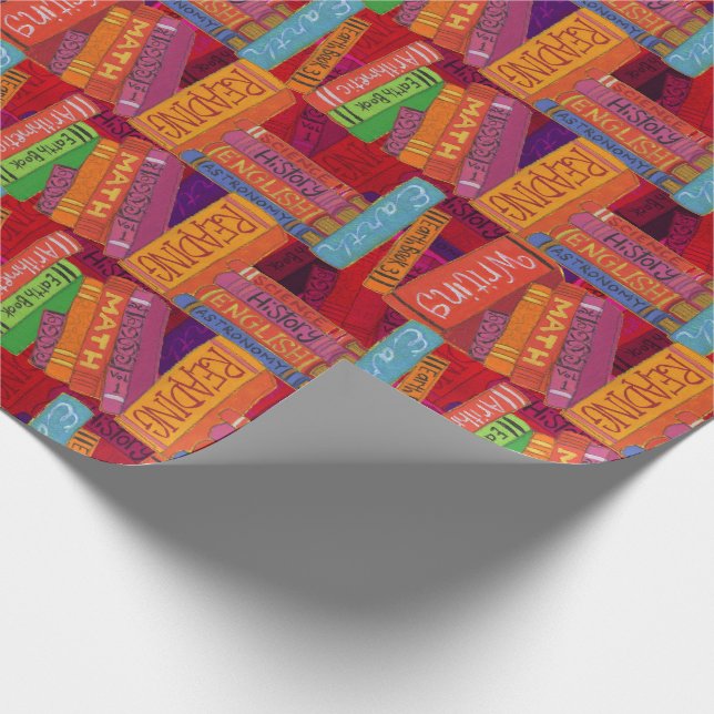 School Books Pattern Wrapping Paper (Corner)