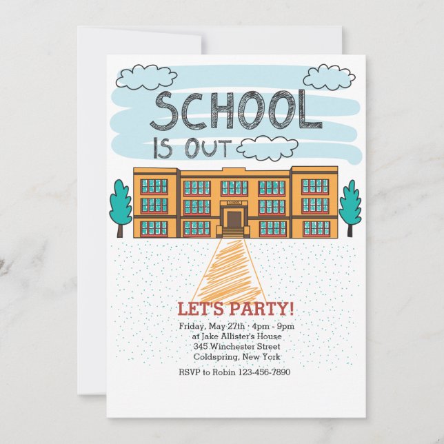 School Building End Of School Year Invitation (Front)