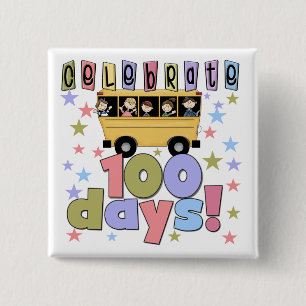 School Bus 100 Days Tshirts and Gifts 15 Cm Square Badge