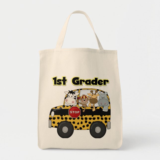 School Bus 1st Grader Tshirts and Gifts Tote Bag (Front)