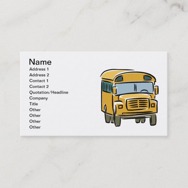 School Bus 2 Business Card (Front)