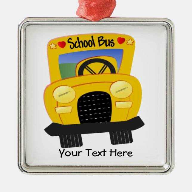 School Bus 2 (Customisable) Metal Tree Decoration (Front)