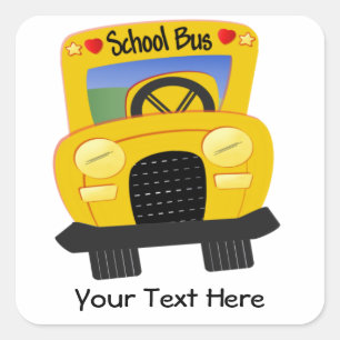 School Bus 2 (Customisable) Square Sticker