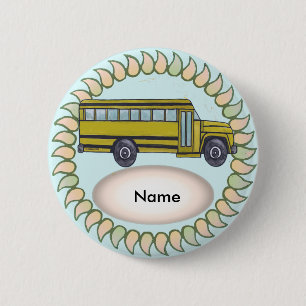 School Bus  6 Cm Round Badge