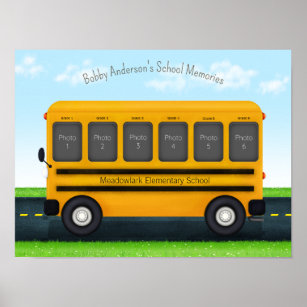 School Bus 6 Photo Frame Custom Kid's Memories Poster