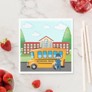 School Bus And Driver Napkin