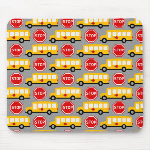School Bus and Stop Sign Mouse Mat