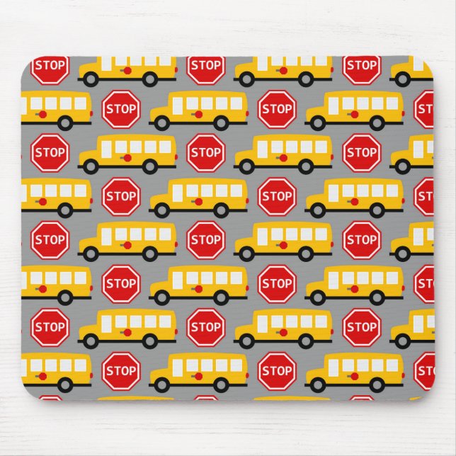 School Bus and Stop Sign Mouse Mat (Front)