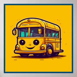 School Bus Art Poster